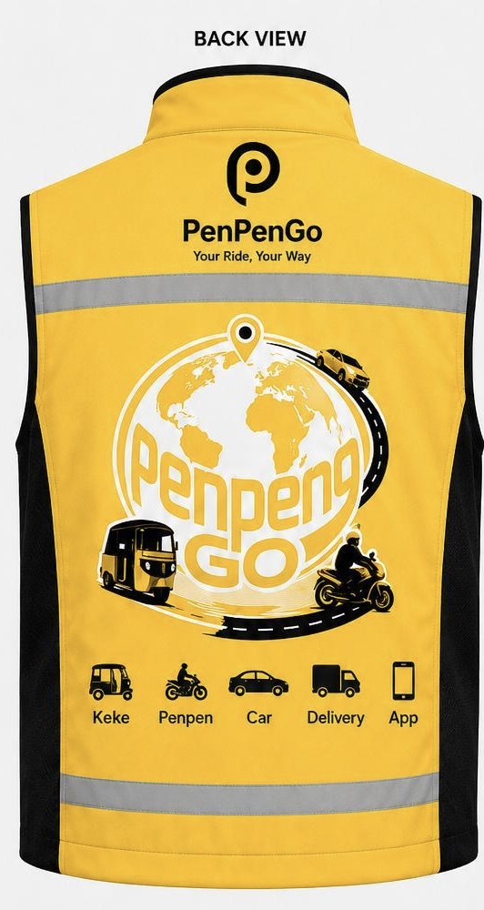 PenPenGo branded driver vest with service icons