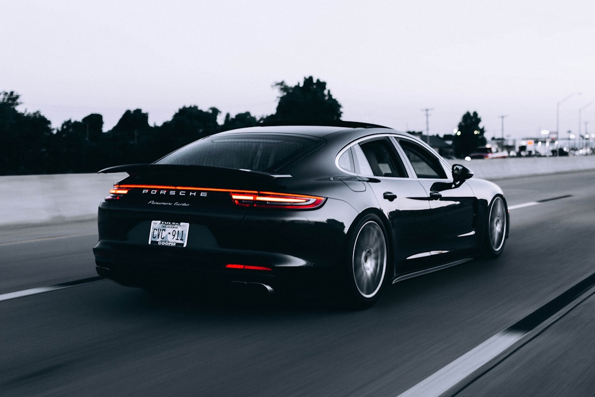 Car on the road at dusk